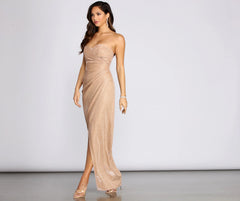 Skylar Glitter Shine Ruched Dress