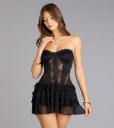 Lace Temptation Corset Ruffle Romper