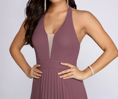 Vada Pleated Chiffon Halter Dress