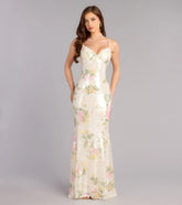 Elora Floral Sequin Lace-Up Mermaid Dress
