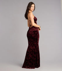 Mahalia Velvet Floral Lace-Up Formal Dress
