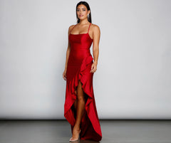 Paige Ruffled Wrap-Front Formal Dress