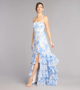 Alia Floral Chiffon Ruffle A-Line Dress