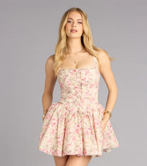 Picture Perfect Floral Corset Skater Dress