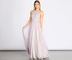 Briella Lace High Neck Tulle Ball Gown