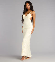 Enya Floral Mesh Lace-Up Formal Dress