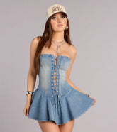 Naturally Cool Denim Lace-Up Skater Dress