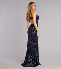 Leslie Sequin Slit Formal Dress