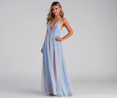 Nylah Pleated Rainbow A-Line Dress
