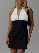 Calanie Halter Mini Dress Black / White