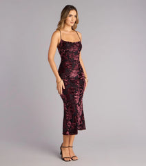 Floral After Dark Burnout Lace-Up Midi Dress