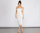 Desi Sequin Off Shoulder Midi Dress