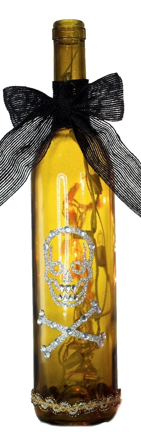 Lighted Glass Halloween Bottle - Yellow - The Country Christmas Loft