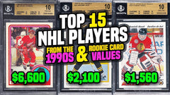 Top 15 NHL Hockey Players from the 1990's & their Rookie Card Values #hockeycards