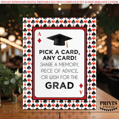Playing Cards Graduation Party Well Wishes Sign, Pick a Card and Write a Message, Best Wishes for the Grad, PRINTABLE 8x10/16x20” Sign