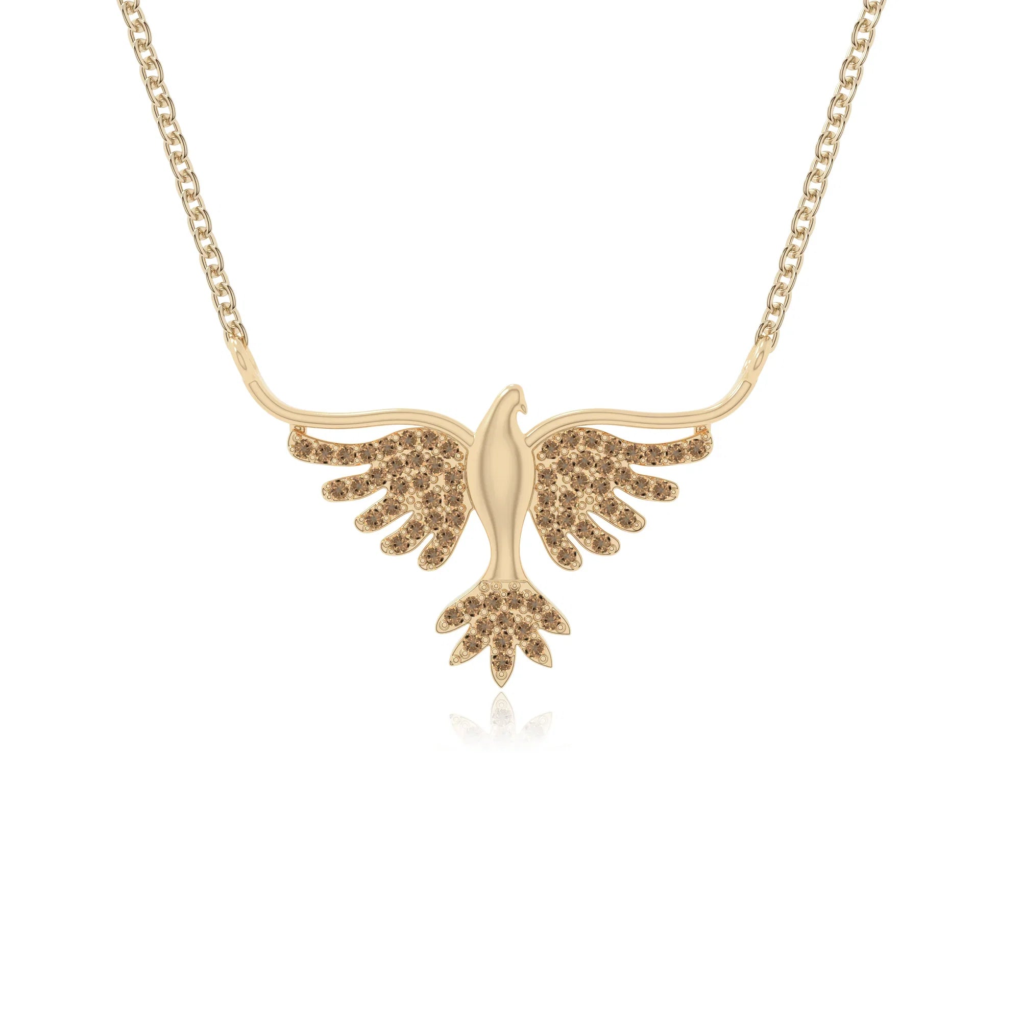 natural citrine phoenix eagle necklaces in yellow gold vermeil
