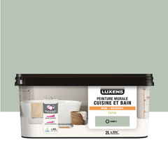 Peinture mur, boiserie sage 5 satin LUXENS Cuisine et bain 2L