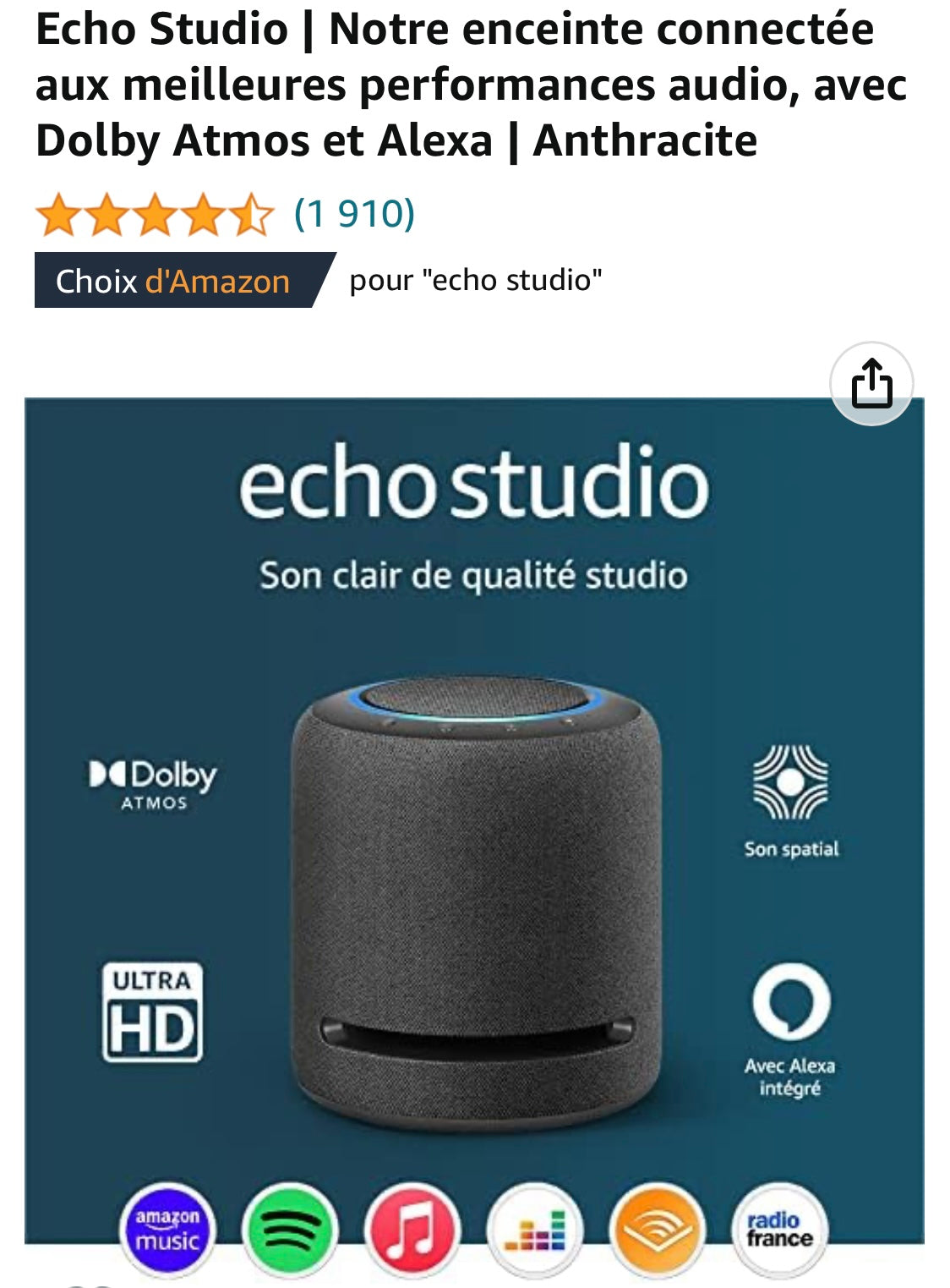 Echo Studio enceinte amplifiée connectée