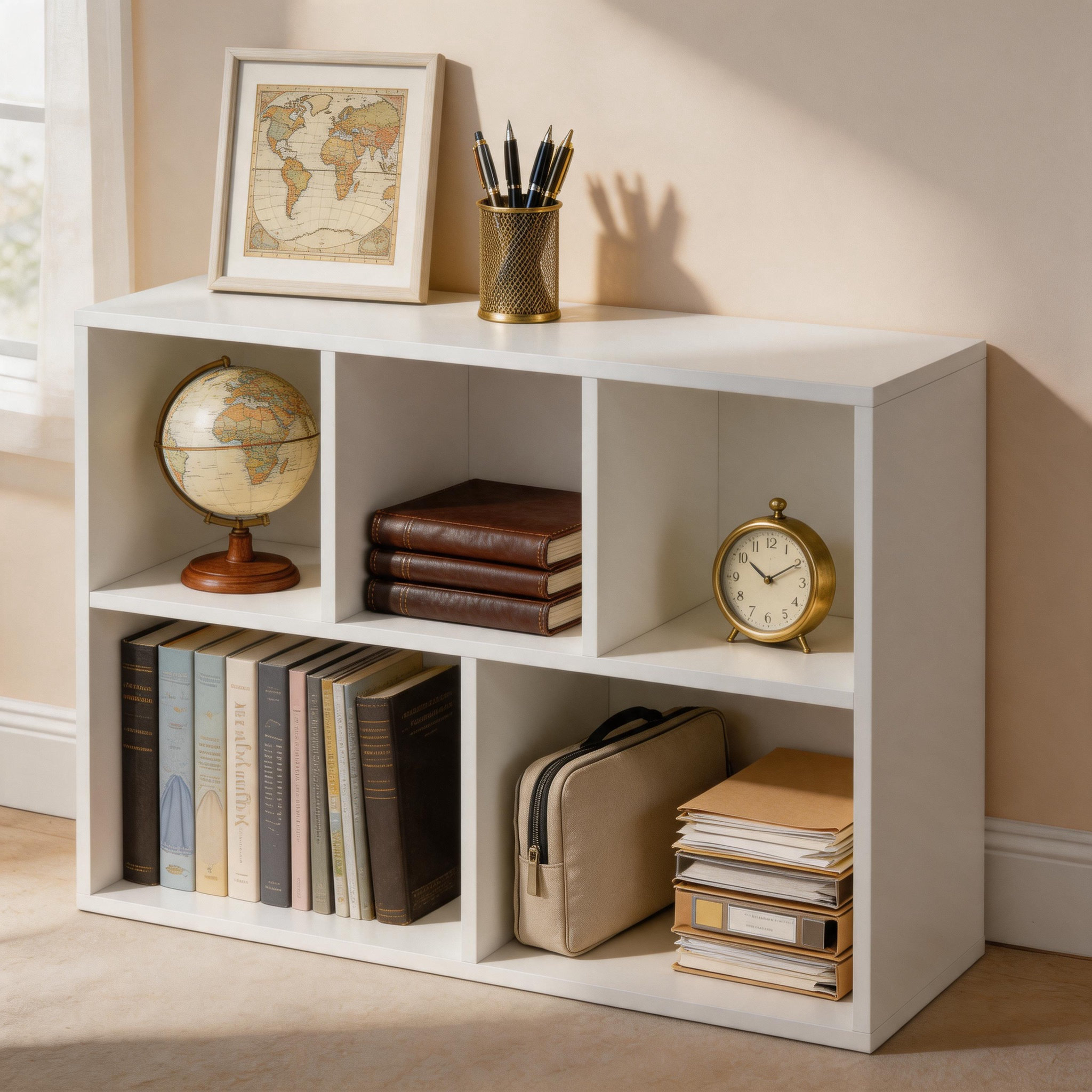 Modern 5-Cube Bookshelf – Reversible Storage Bookcase for Living Room, Bedroom & Home Office
