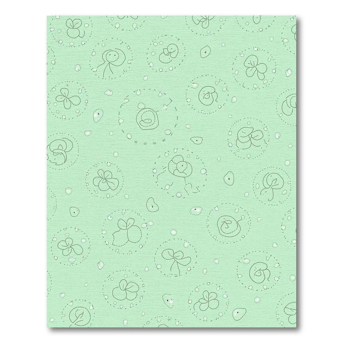 Playful Mint Green Doodle Area Rug