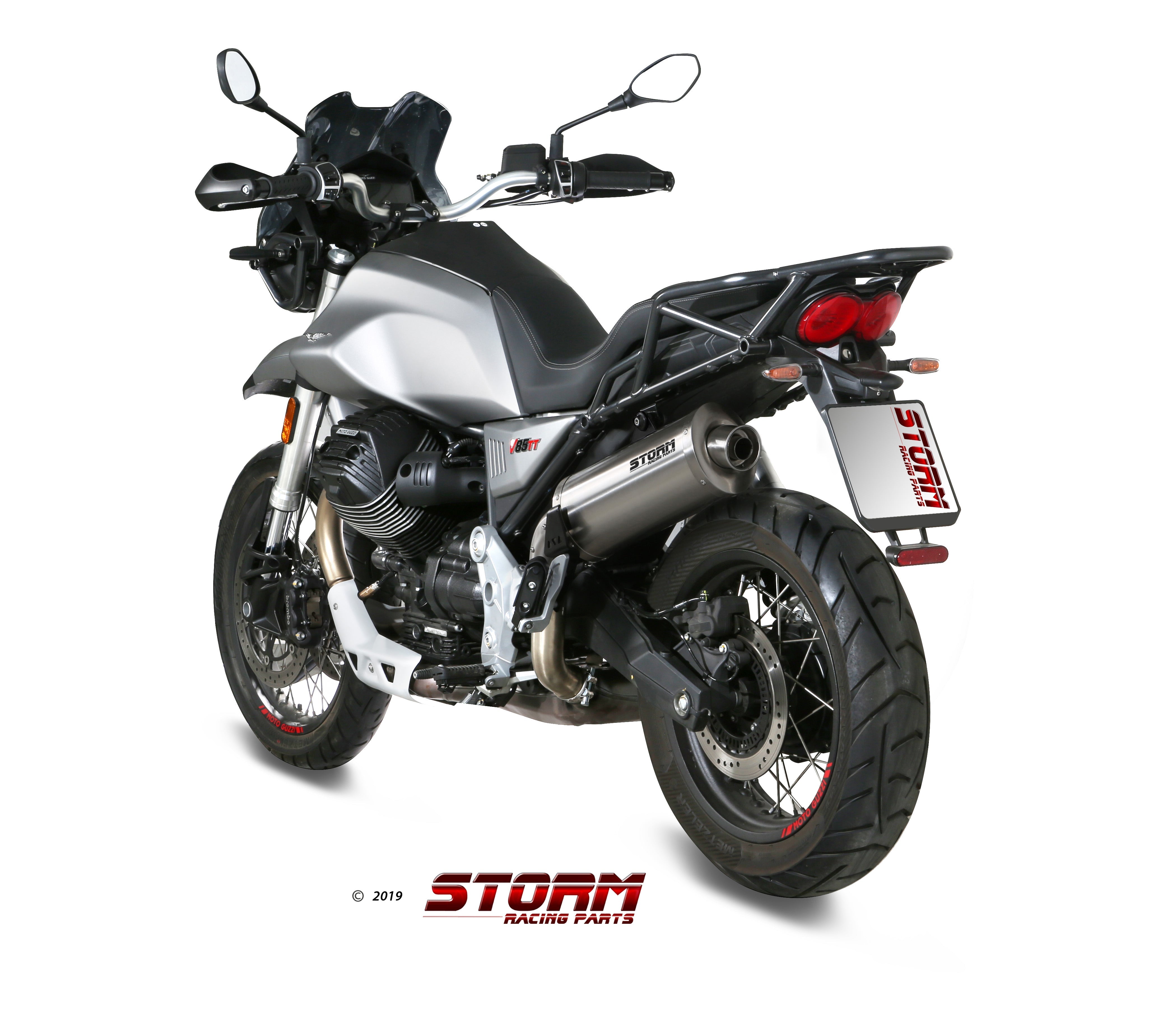 STORM OVAL Auspuff passend für Moto Guzzi V85 TT 19-22