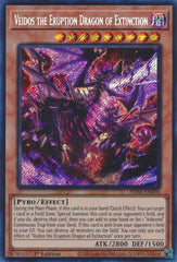 YuGiOh Trading Card Game Phantom Nightmare Secret Rare Veidos the Eruption Dragon of Extinction PHNI-EN090