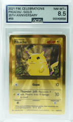 2021 PM CELEBRATIONS PIKACHU GOLD 25th ANNIVERSARY - AGS NM-MT 8.5