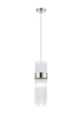 Fabula Portsea 12.5cm Single Pendant IP44 - Polished Nickel & Clear Glass