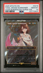 2025 Magic The Gathering Final Fantasy Commander 0216 Yuna, Grand Summoner Character Borderless-surge Foil PSA 10 Graded Card