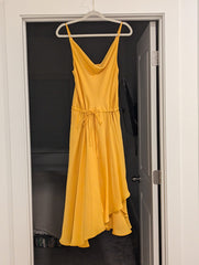Hello Molly Bayshore Mustard yellow/gold silky slip dress Womens Size 4 Small
