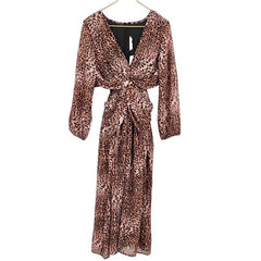 Anthropologie Helsi Tessa Long-Sleeve Appliqué A-Line Maxi Dress size: S/M