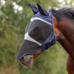 FlyGuard by Shires Fly Mask Pro Fine Mesh with Ears and Nose Navy