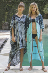 SHU - SHI Women's Loose Beach Cover - Up Dress - Oversized Boho Tunic Top with Tie Dye Design - Love ShuShi