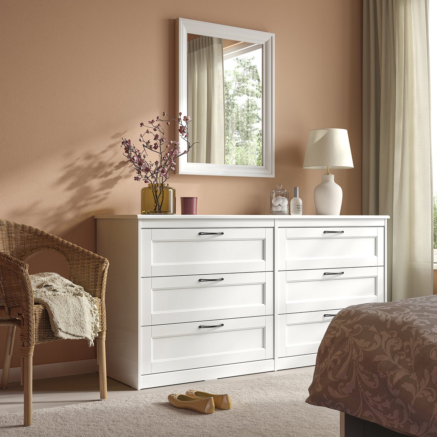 IKEA SONGESAND 6-drawer dresser, white, 63 3/8x32 1/4