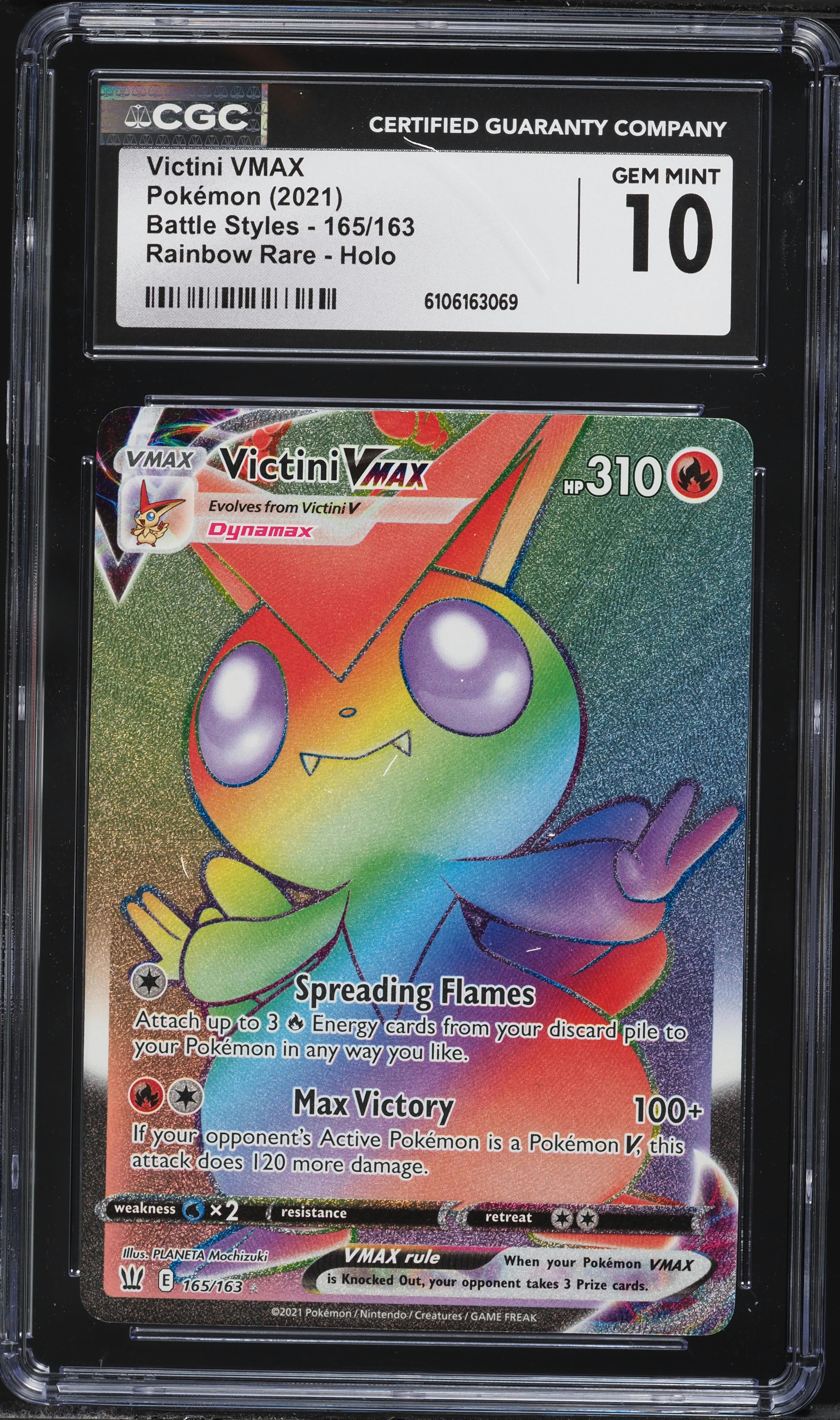 2021 Pokemon Battle Styles Rainbow Rare Holo Victini VMAX #165 CGC 10 GEM MINT on Fanatics Collect