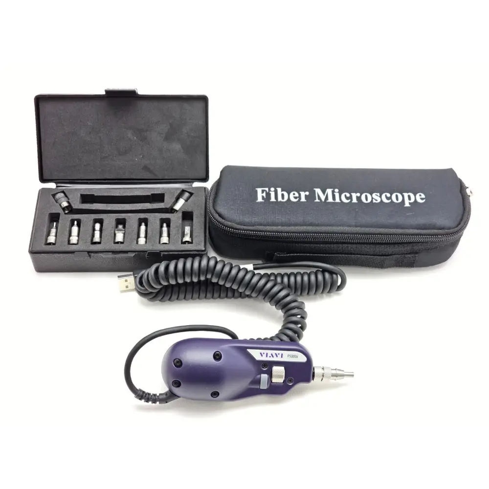 Viavi JDSU P5000i fiberscope probe with carry bag and full set of 9 fibre inspection tips