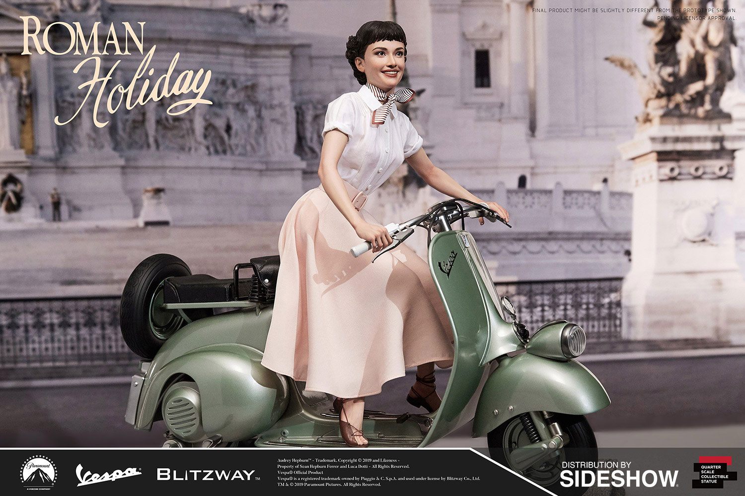 BLITZWAY - Vacanze Romane (Roman Holiday) - Princess Ann (Audrey Hepburn) & 1951 Vespa 125 - Statue 1:4