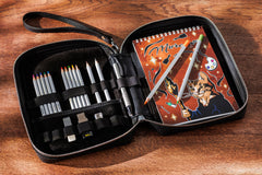 Elegant Black Art Organizer | Handmade Leather Sketchbook Case | Gift for Designer or Architect