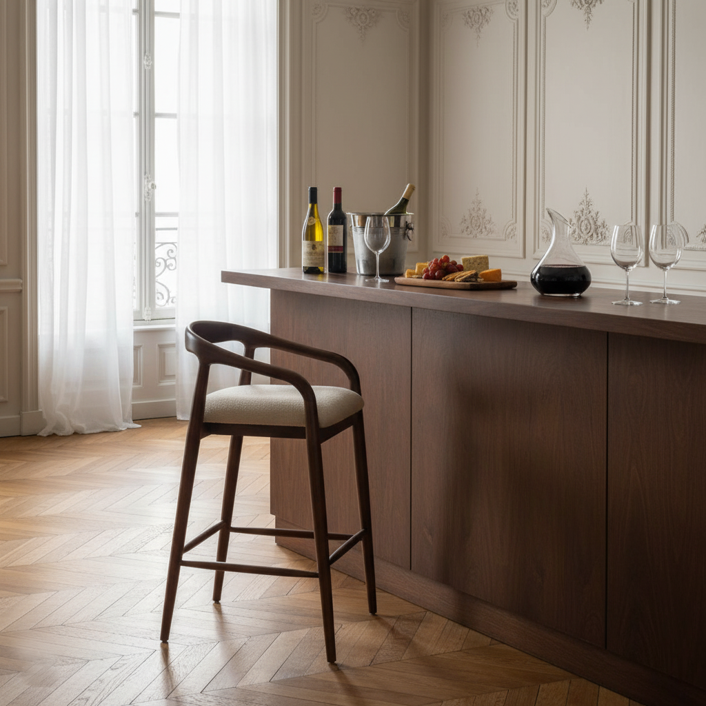 Chaise de bar Milo vue de face avec dossier arrondi
