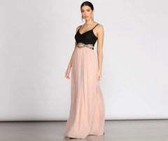 Tabia Rhinestone Infinity Trim A-Line Dress