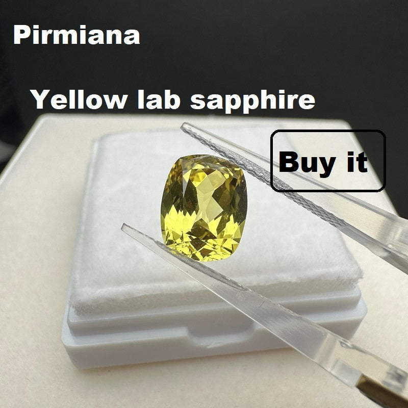 Pirmiana Cushion shape Lab Grown Yellow Sapphire Loose Gemstones for Jewelry Making