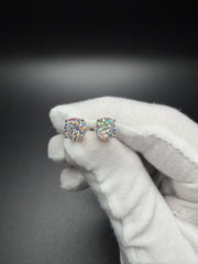 8mm Silver Moissanite Studs GRA Certified 2.0g