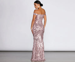 Lilith Off-Shoulder Sequin Evening Gown