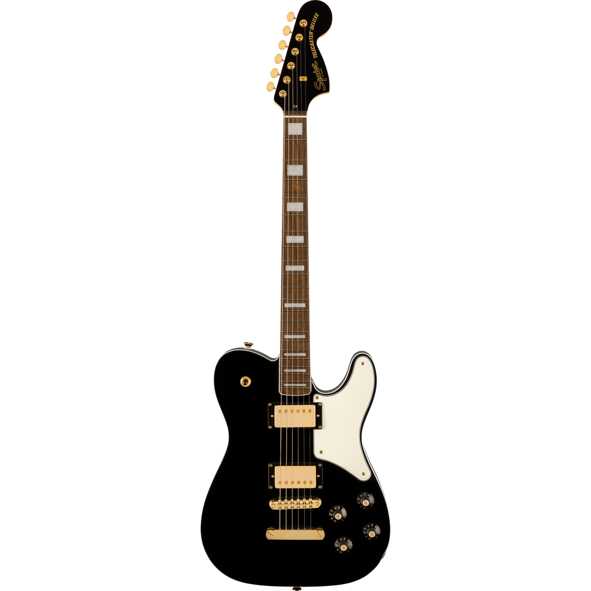 Squier 037-7026-506 LTD Paranormal Troublemaker Tele Deluxe, Gold Hardware, Black-Easy Music Center