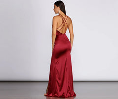 Chelsea Satin High Slit Dress