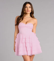 Jade Satin Chiffon Corset Skater Dress