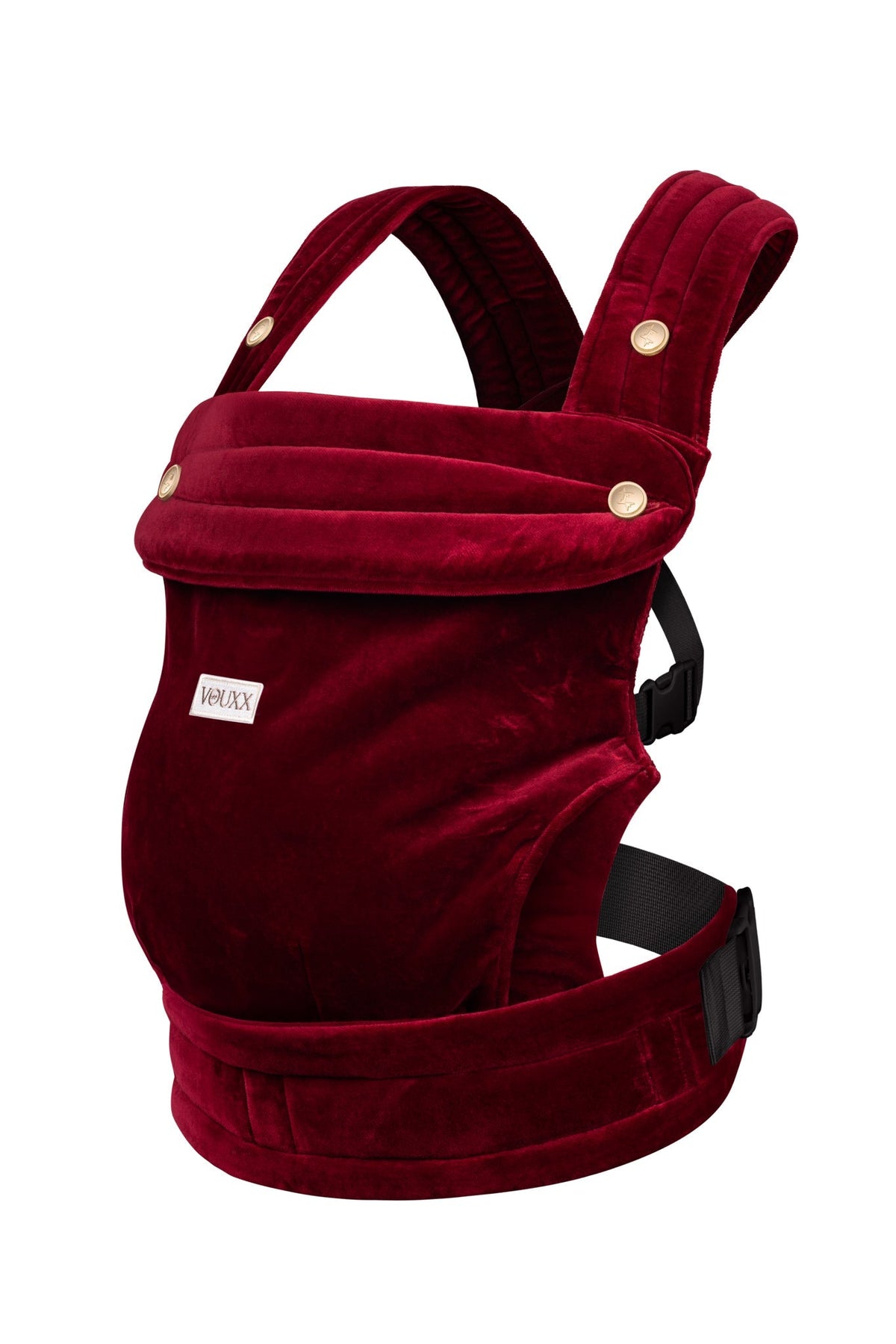 Baby draagzak VOUXX ergonomisch 100% katoen, Oekotex gecertificeerd en duurzaam. Kleur bordeaux rood