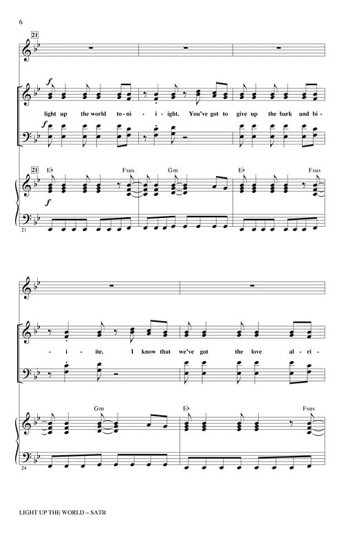 Light Up The World Satb Pop Choral Series Glee Cast