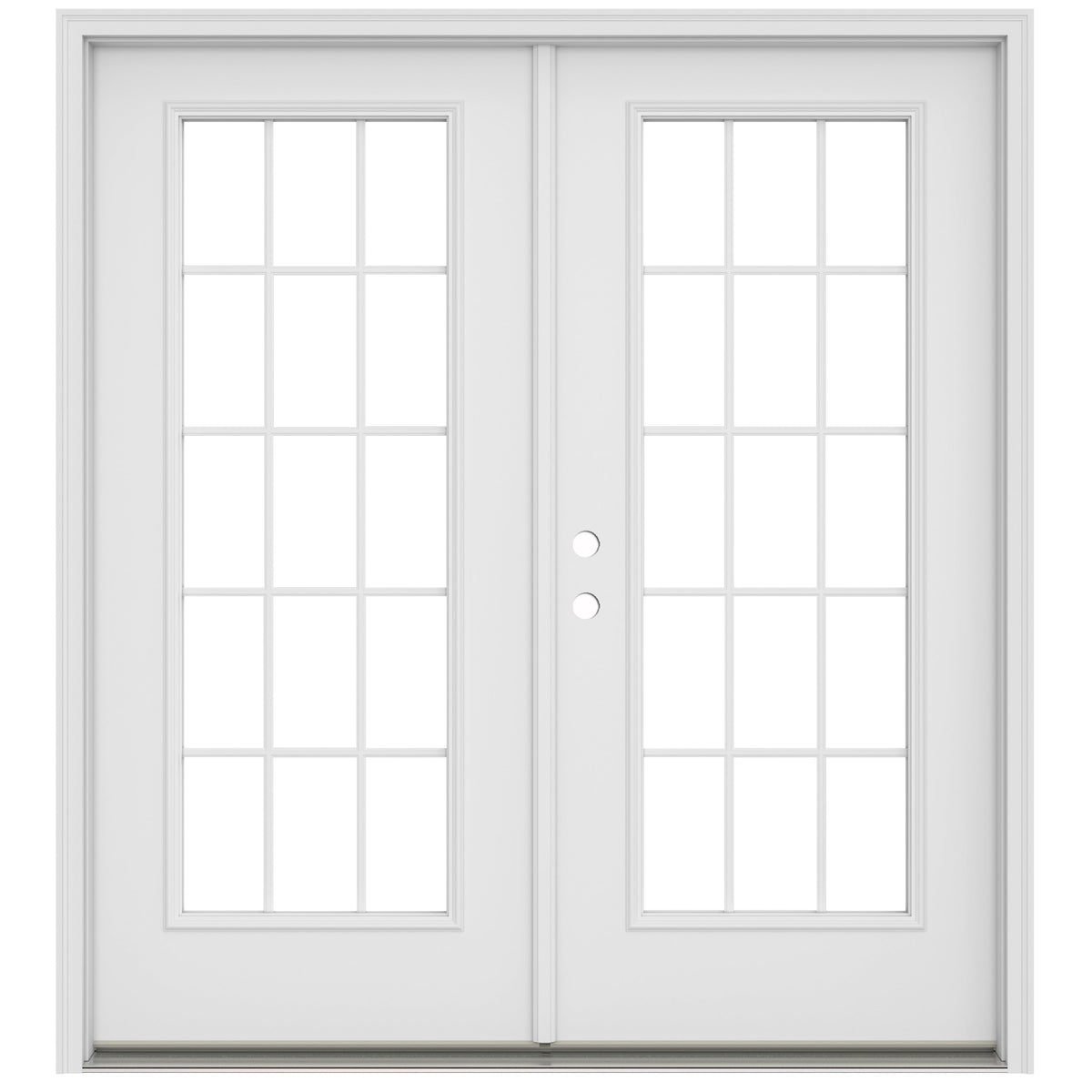 JELD-WEN 72-in x 80-in 4-9/16-in Low-E External Grilles Primed Steel French Right-Hand Inswing Double Patio Door