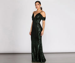 Jillian Deep V Sequin Dress